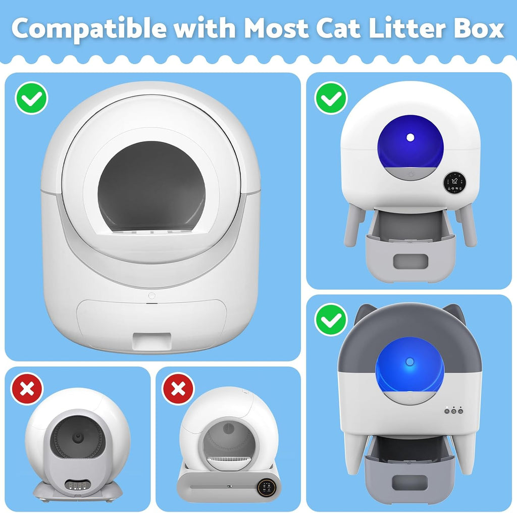 200 Count Self-Cleaning Cat Litter Box Garbage Bag, 66 X 29 Cm Cat Litter Bags with Drawstring, Cat Litter Waste Replacement Bags (200 Counts/10 Rolls)