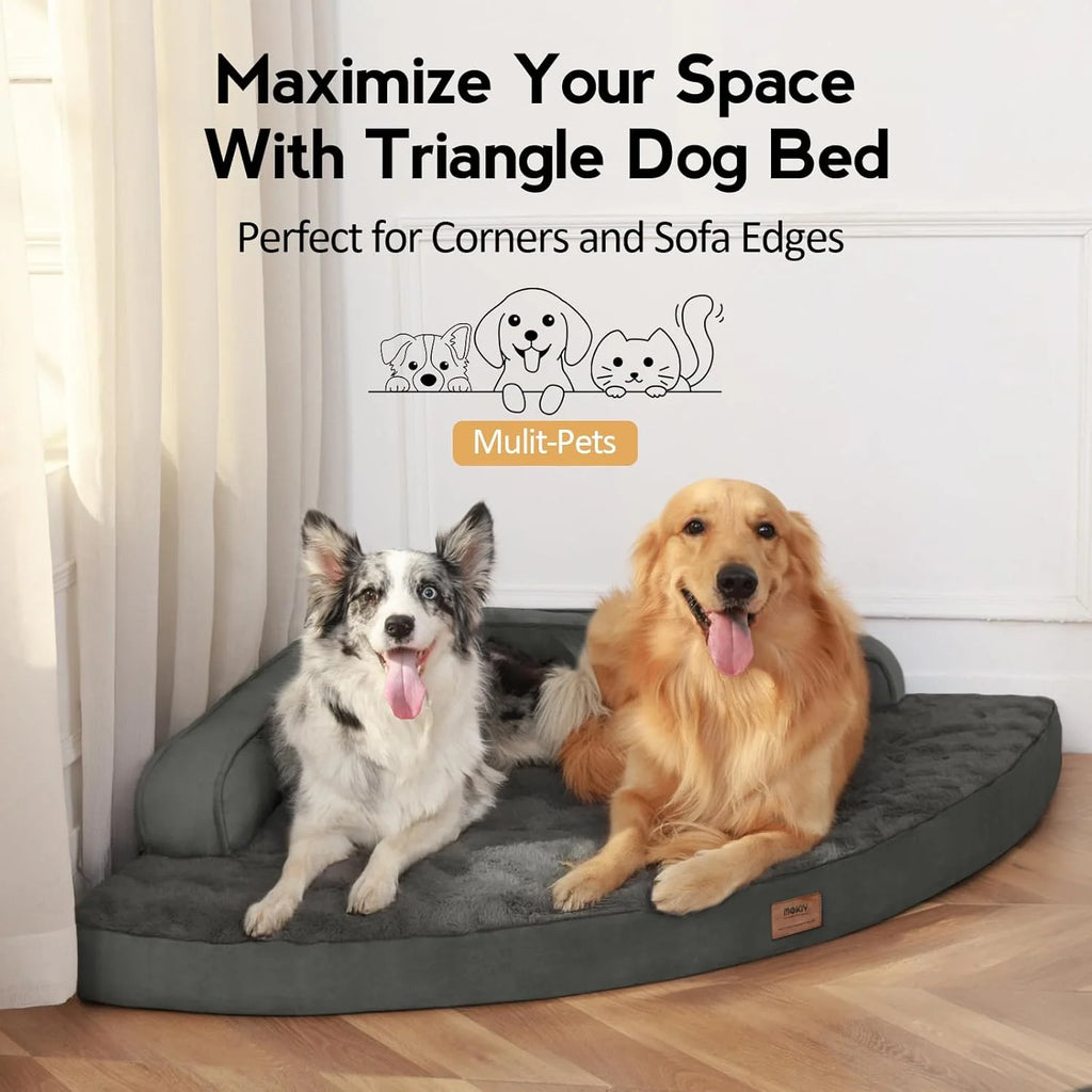 Large Dog Bed - Orthopedic Egg-Crate Memory Foam Dog Beds with Removable Washable Cover, Waterproof Pet Beds with Non-Slip Bottom(Dark Grey)