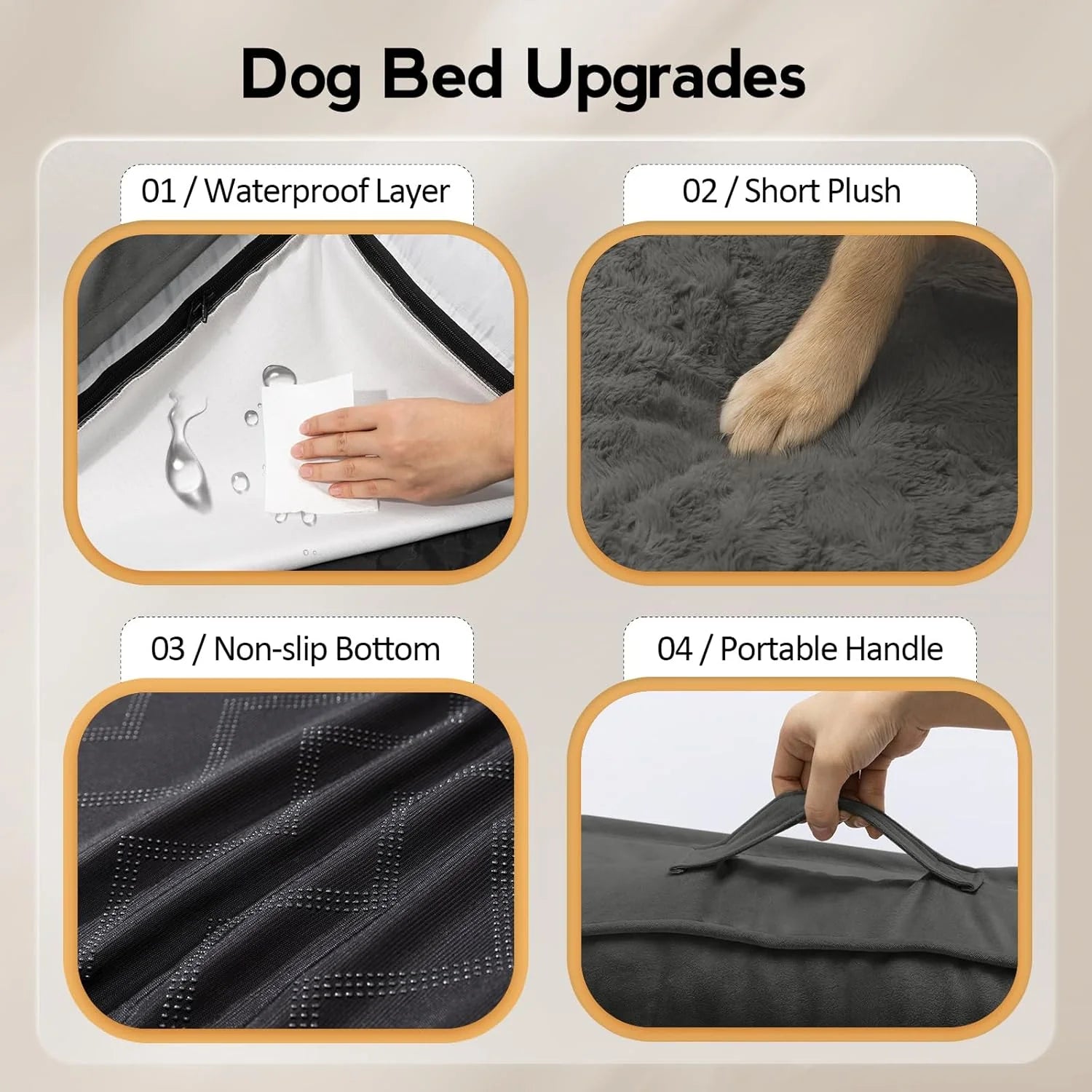 Large Dog Bed - Orthopedic Egg-Crate Memory Foam Dog Beds with Removable Washable Cover, Waterproof Pet Beds with Non-Slip Bottom(Dark Grey)