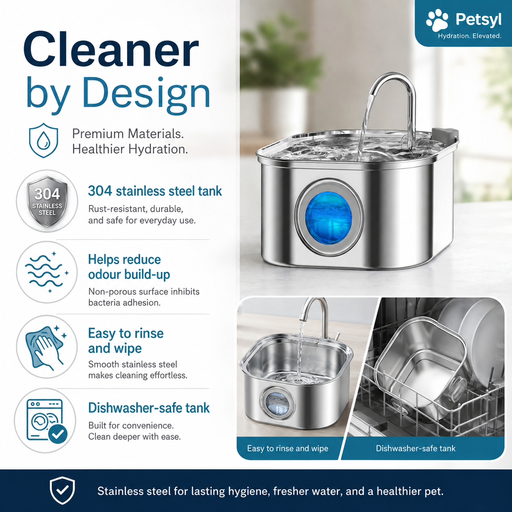Petsyl™ Sensor Pet Water Fountain — 3.2L Stainless Steel, Ultra-Quiet, Auto-Filter