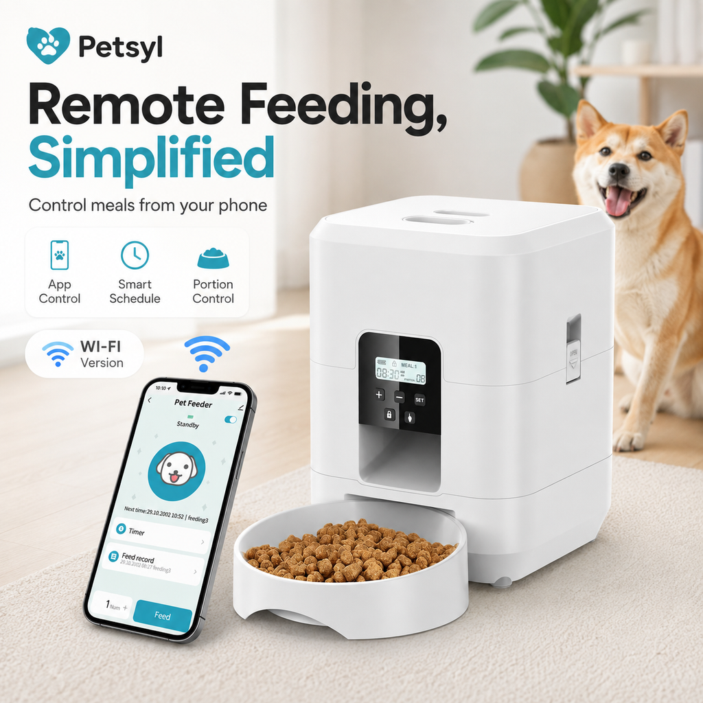 Petsyl™ Smart Automatic Pet Feeder — Timed Portions for Dogs & Cats (Wi-Fi Option)
