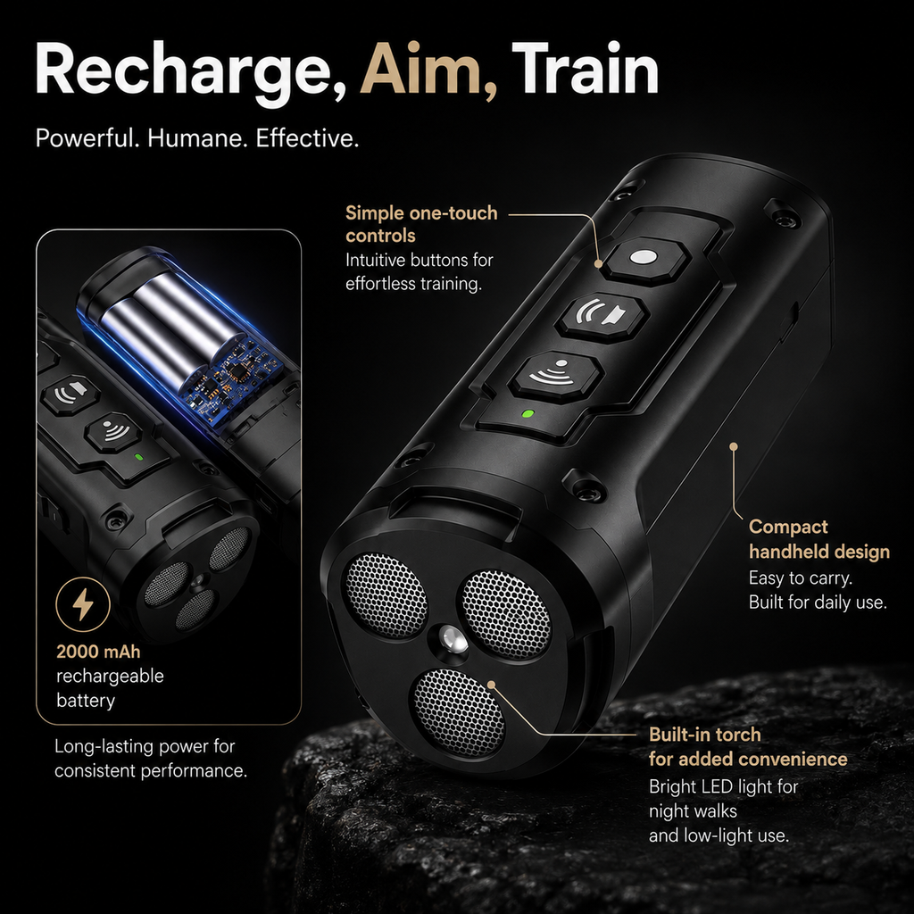 Petsyl™ Humane Ultrasonic Anti-Bark & Training Device — No-Shock, Rechargeable