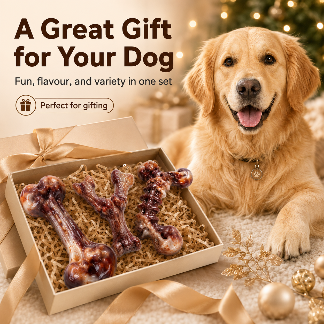 Petsyl™ Indestructible Dog Chew Toys — 3-Pack Tough Bones for Aggressive Chewers (Bacon Scented)