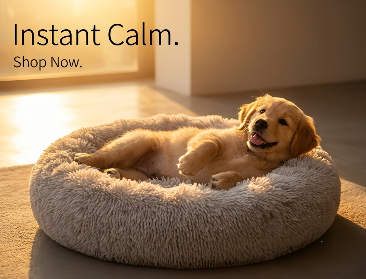 Petsyl™ Calming Donut Dog Bed — Plush Anti-Anxiety Bed, Machine Washable