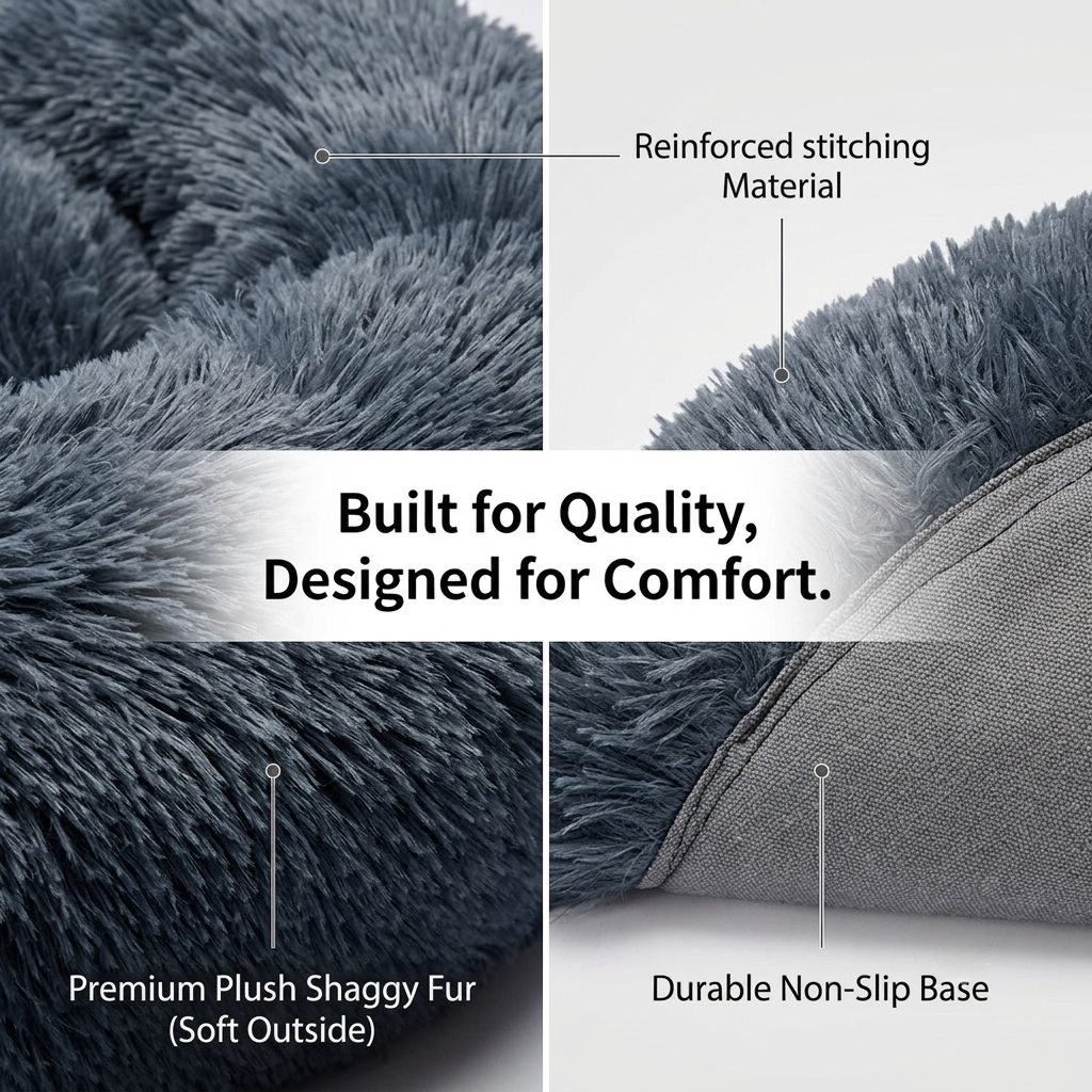 Petsyl™ Calming Donut Dog Bed — Plush Anti-Anxiety Bed, Machine Washable