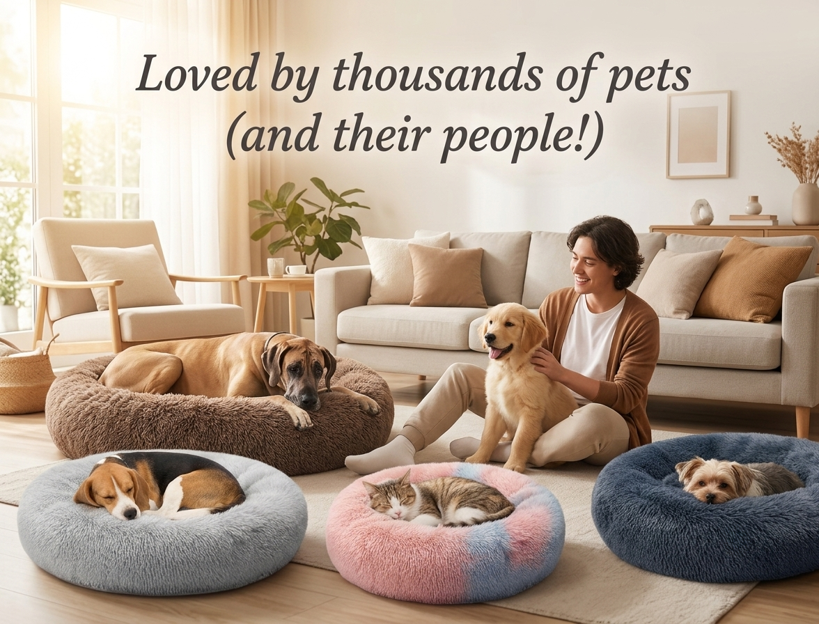 Petsyl™ Calming Donut Dog Bed — Plush Anti-Anxiety Bed, Machine Washable