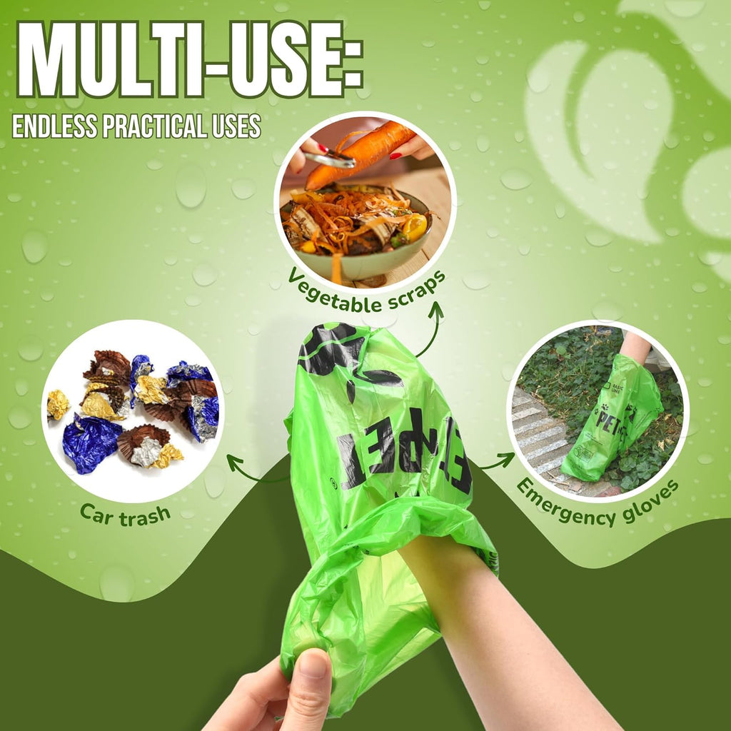 1080 Count Dog Poop Bags USDA 41% Plant Based 60 Rolls of Strong & Thick Dog Waste Poo Bags 9X13 Green Unscented Poop Holder