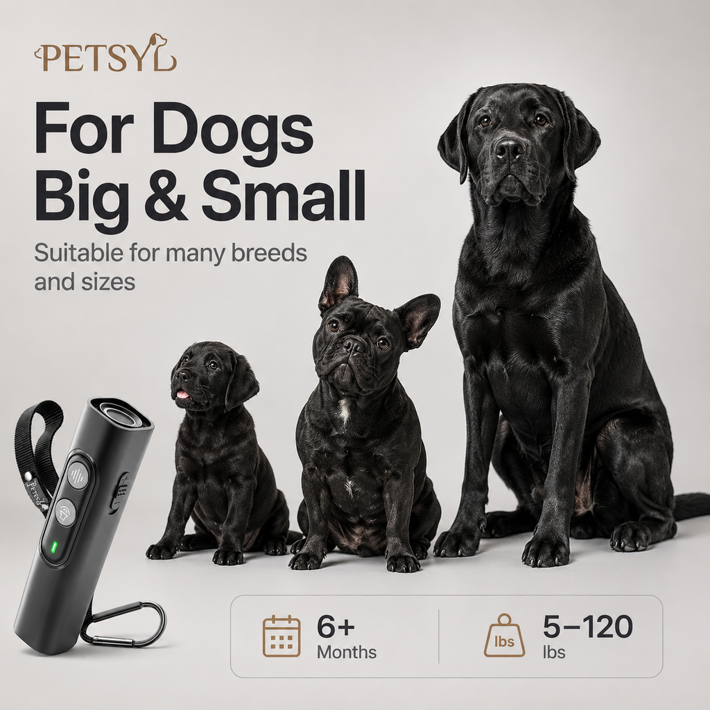 Petsyl™ Humane Ultrasonic Anti-Bark & Training Device — No-Shock, Rechargeable