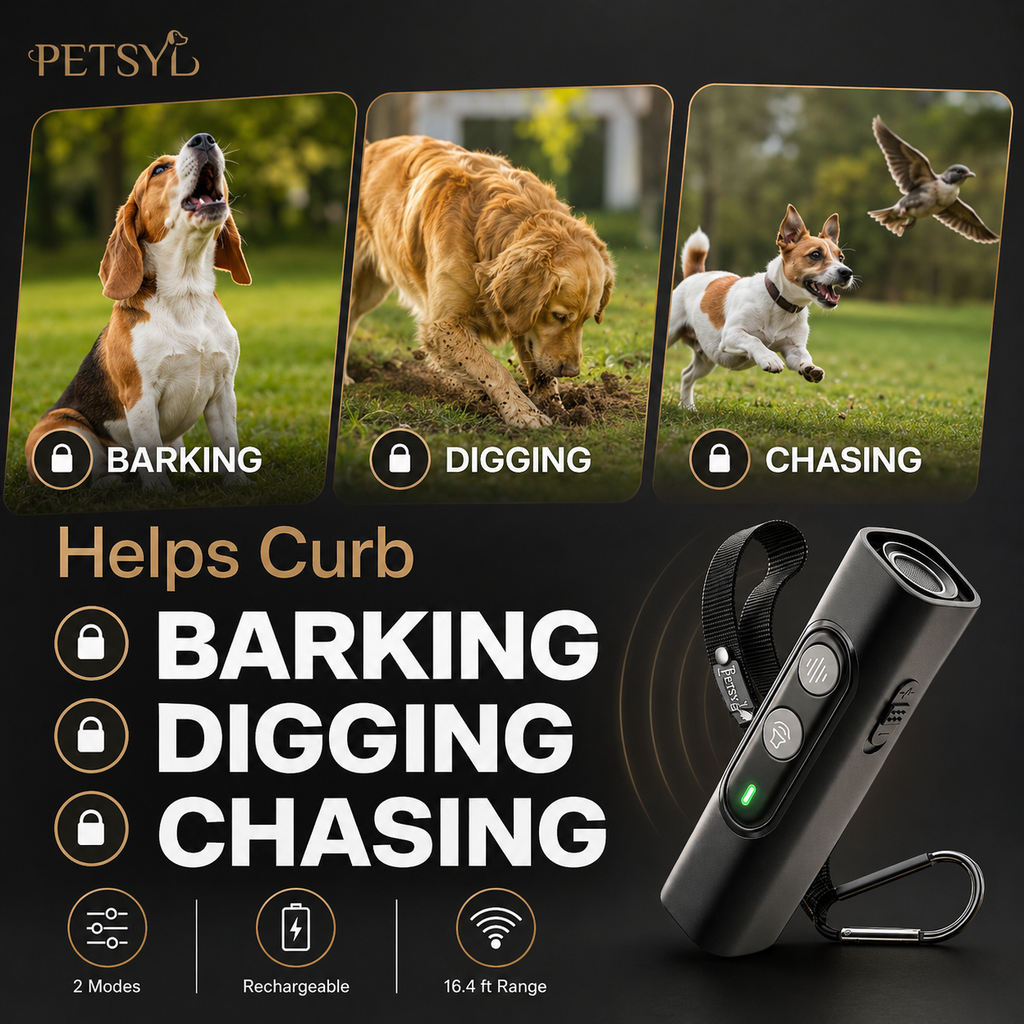 Petsyl™ Humane Ultrasonic Anti-Bark & Training Device — No-Shock, Rechargeable