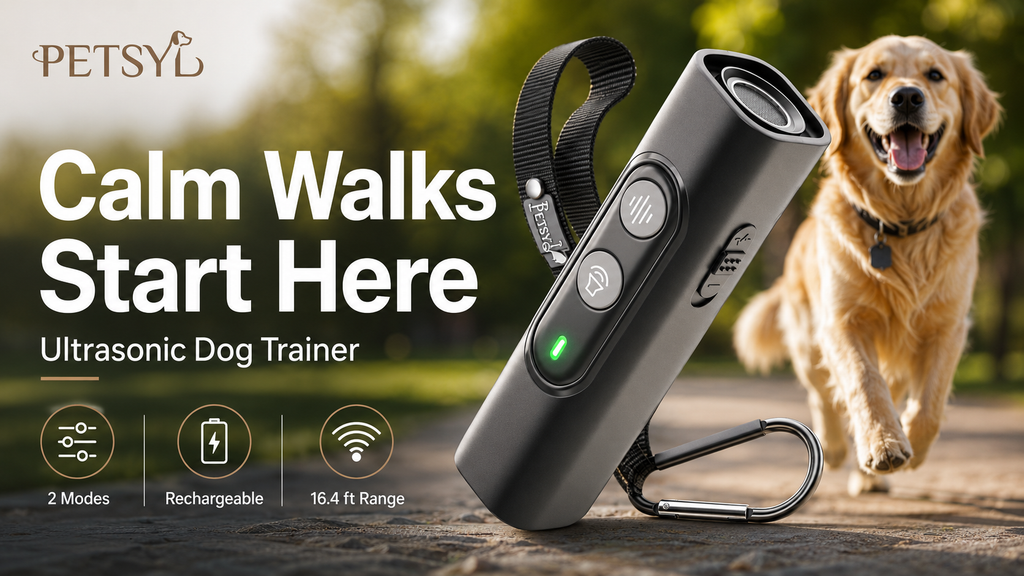 Petsyl™ Humane Ultrasonic Anti-Bark & Training Device — No-Shock, Rechargeable