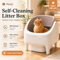 Petsyl™ Self-Cleaning Cat Litter Box — App-Controlled, Open-Top, 10.5L (Multi-Cat)